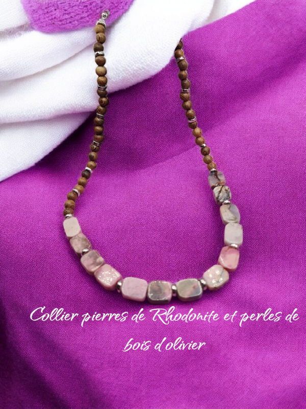 Collier 267 pierres Rhodonite