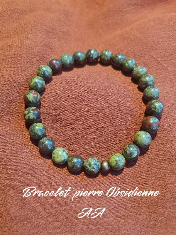 Bracelet 330 pierre Obsidienne AAA 8mm