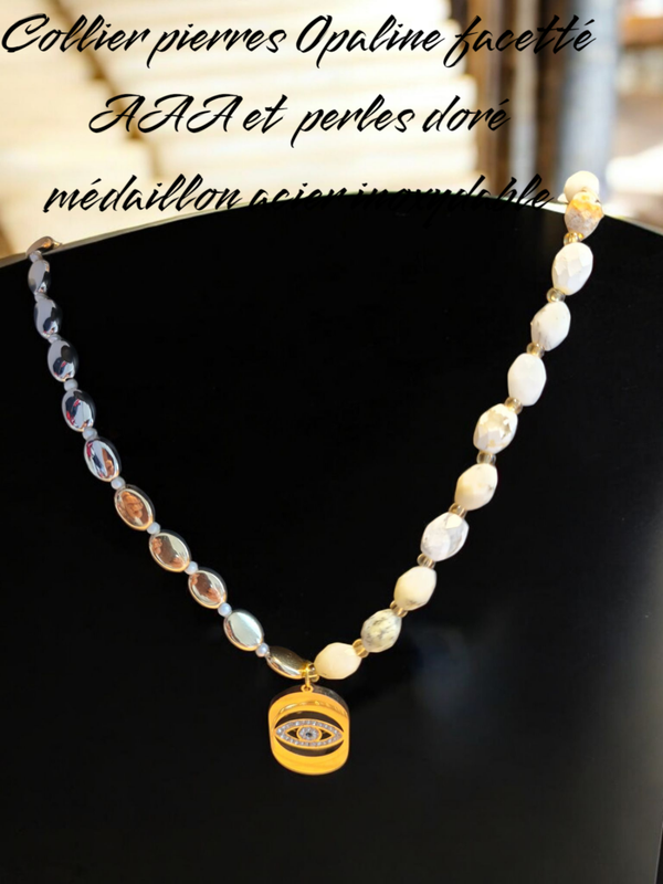 Collier 377 pierres véritables Opaline facetté AAA