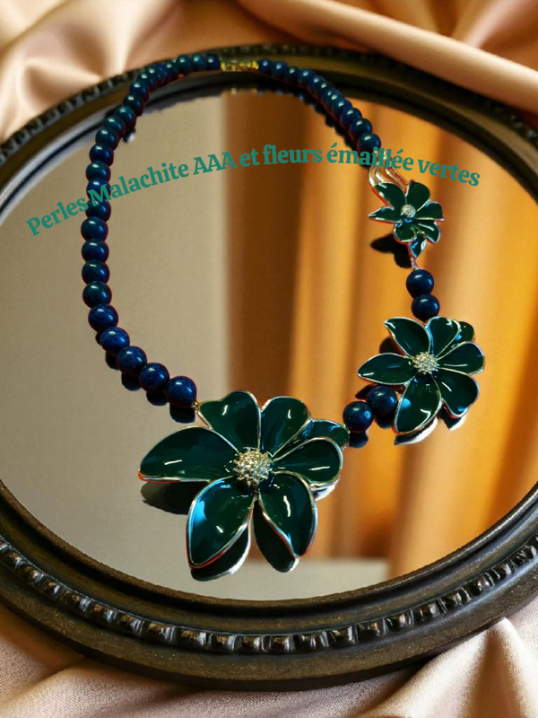 Collier 439 pierres malachite AAA