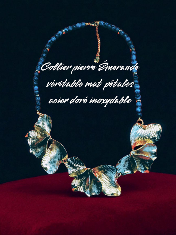Collier 481 pierre Émeraude mat
