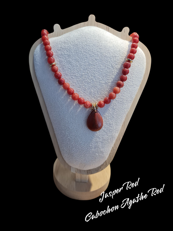 Collier 495 pierres Jasper Red