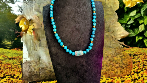 Collier 550 Jasper bleu AAA