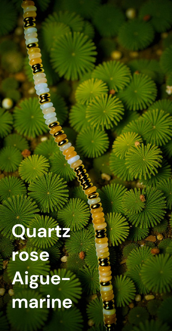 Bracelet 572 Quartz rose Aigue-marine véritable