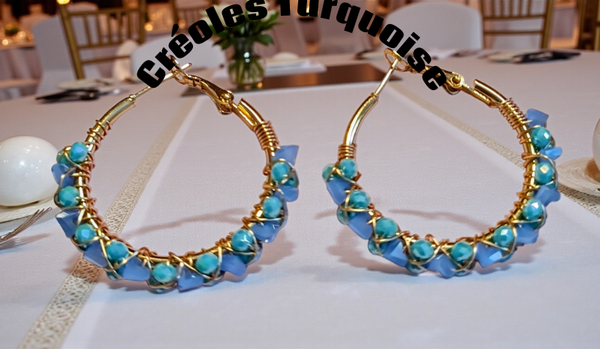 B.O 00027 Créoles Turquoise véritable