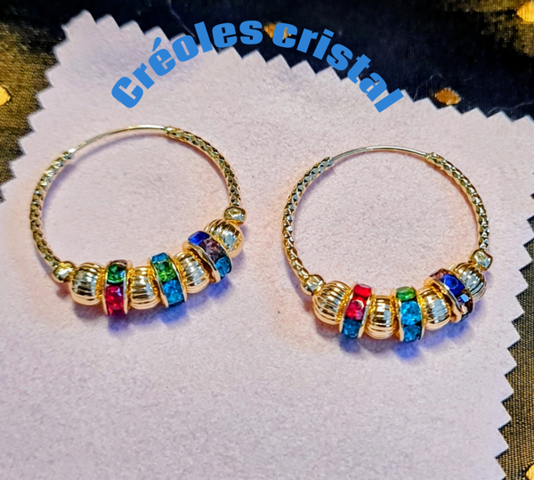B.O 00025 Créoles perles cristal de Bohème