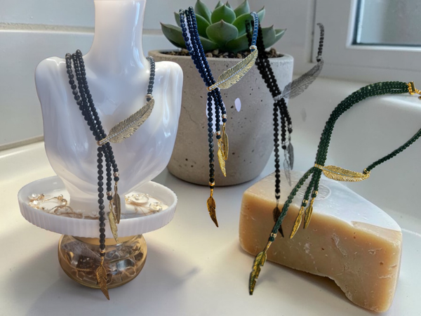 Collier 675 pierres AAA Obsidienne Onyx