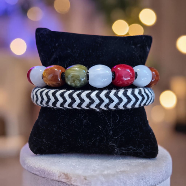 Bracelet 728 cordon et perles céramiques