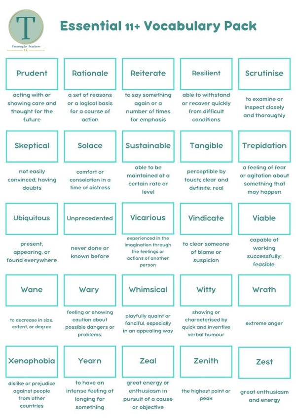 FREE 11+ Essential Vocabulary Pack