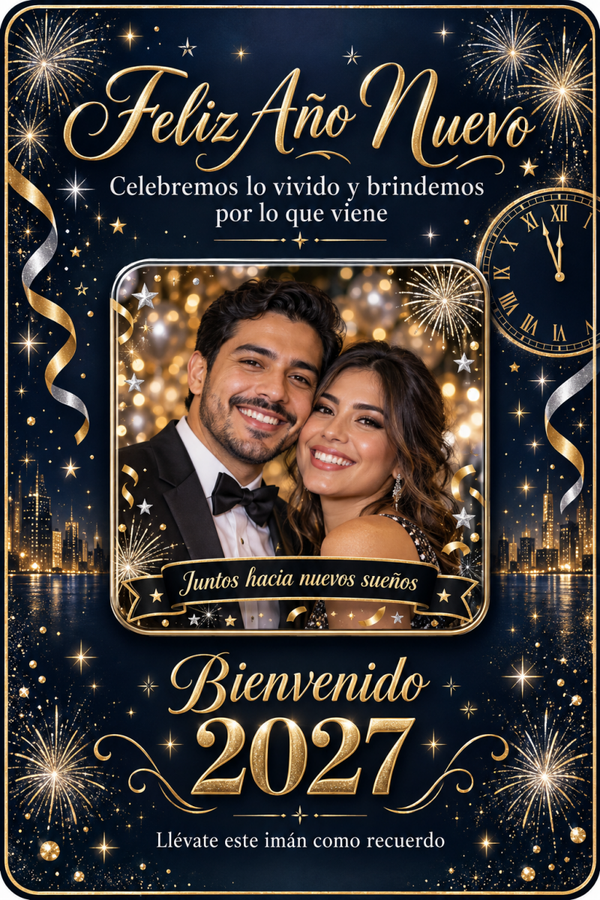 🎆 Recuerdo personalizado de Fin de Año con imán