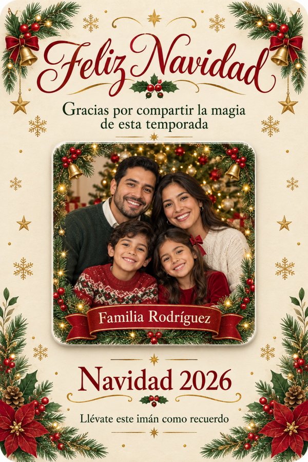 🎄 Tarjeta navideña personalizada con imán familiar