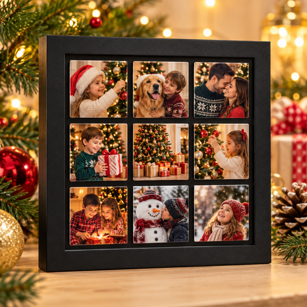 Cuadro magnético navideño personalizado con 9 fotos