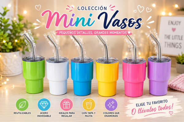 set de 4 Mini Vasos 🥤💚💙💛