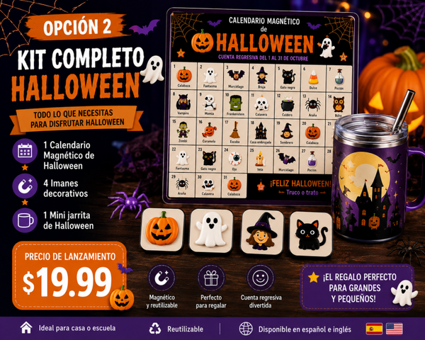 🎃 Kit Premium de Halloween 👻  Celebra la temporada más divertida del año con este exclusivo kit de Halloween, perfecto para decorar, coleccionar o regalar.