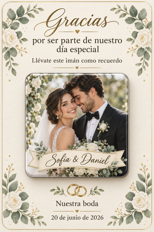 💍10 Tarjeta de boda personalizada con imán de recuerdo