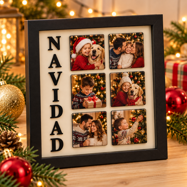 Cuadro magnético Navidad personalizado con 12 fotos