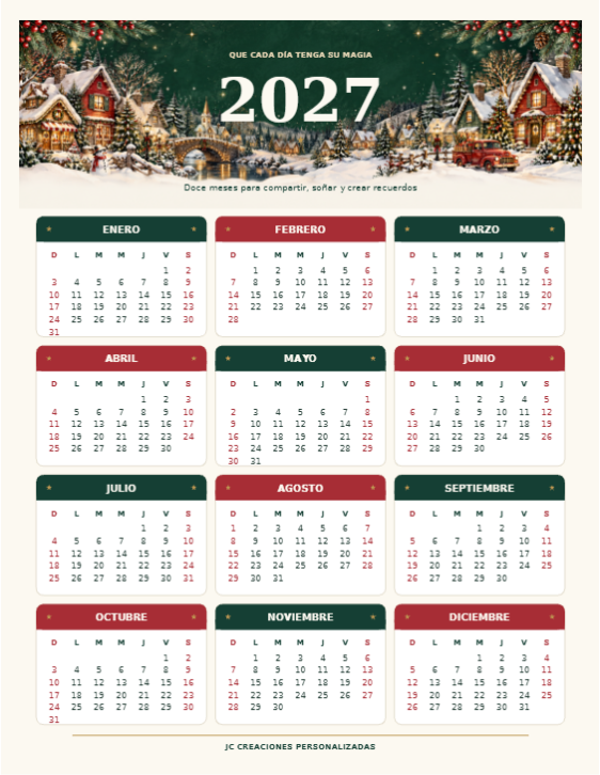 3 Almanaque Magnético 2027 – Villa Navideña