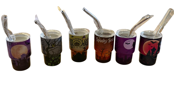 Halloween Mini Insulated Tumbler Set of 4 with Lids & Metal Straws