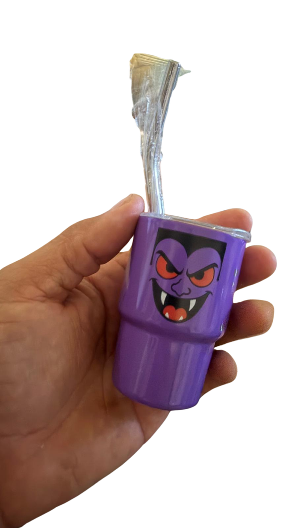 Halloween Mini Tumbler Shot Glass with Metal Straw (1 Piece)