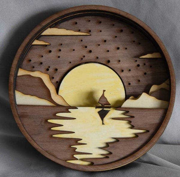 Moonlit Voyage – Layered Wooden Lighted Artwork