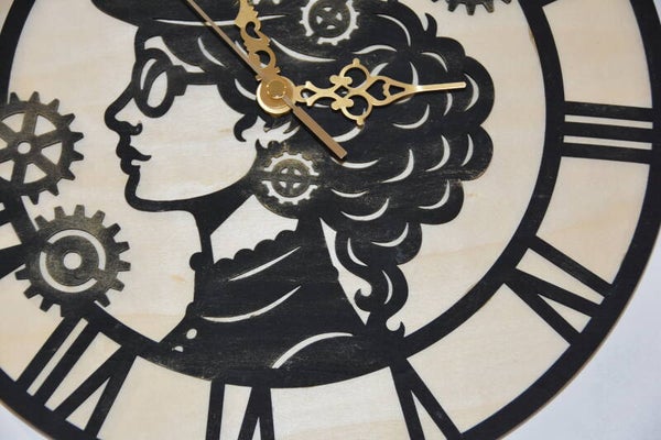 Clockwork Soul – Steampunk Laser‑Cut Wooden Clock (29cm)