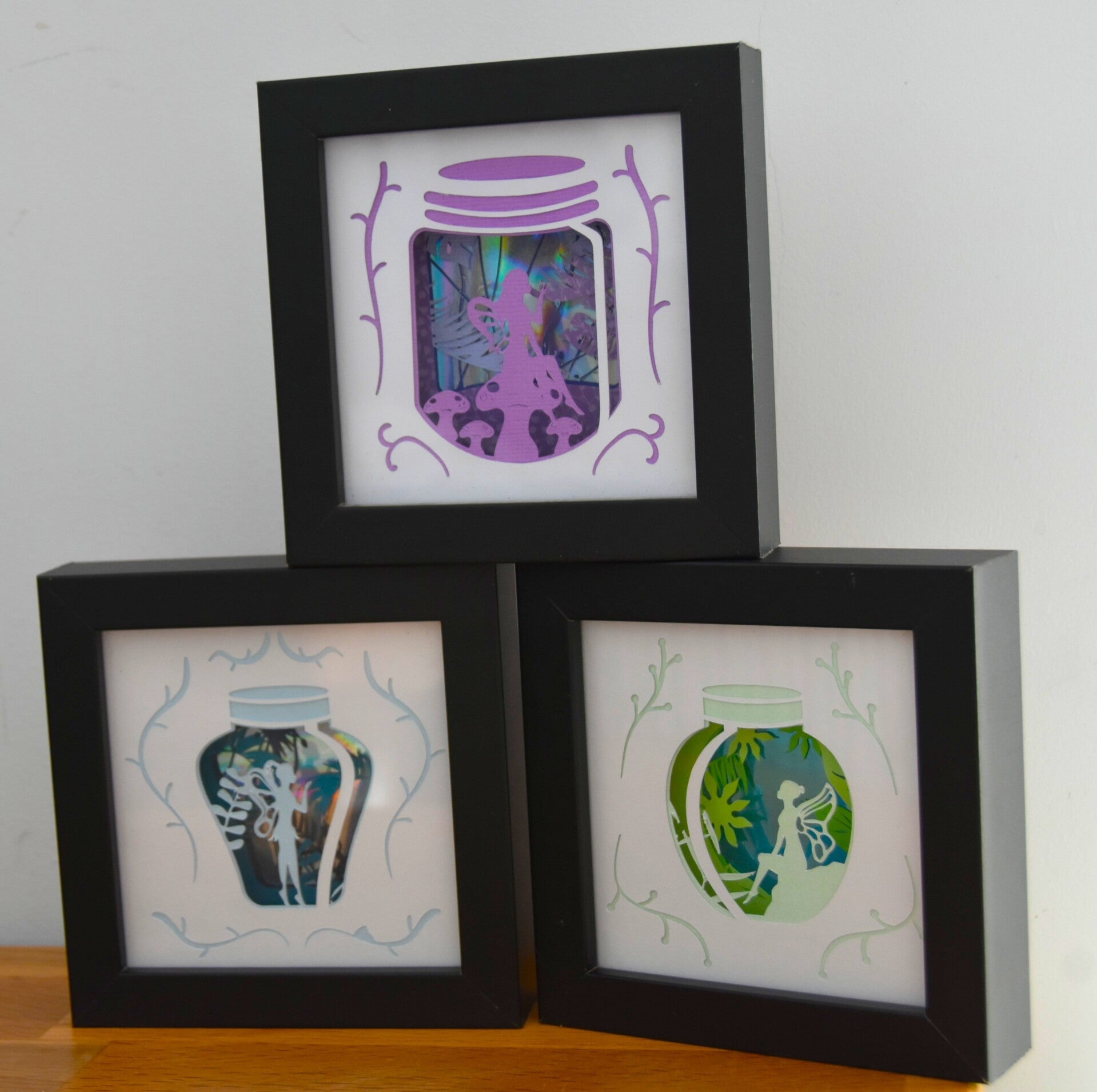 ✨ Fairies of the Hidden Glow – Illuminated Fairy Jar Shadowbox Collection ✨