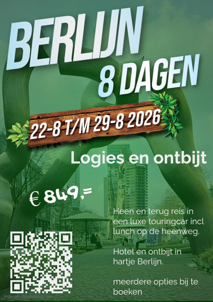 Berlijn 8 daagse reis met logies en ontbijt