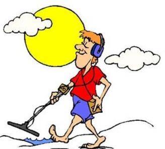 Tekening metaaldetectie man in het zonnetje | De Detectorshop