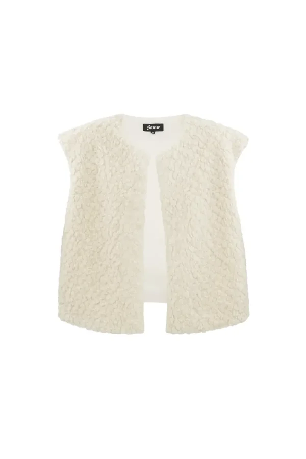 Teddy vestje gebroken wit L