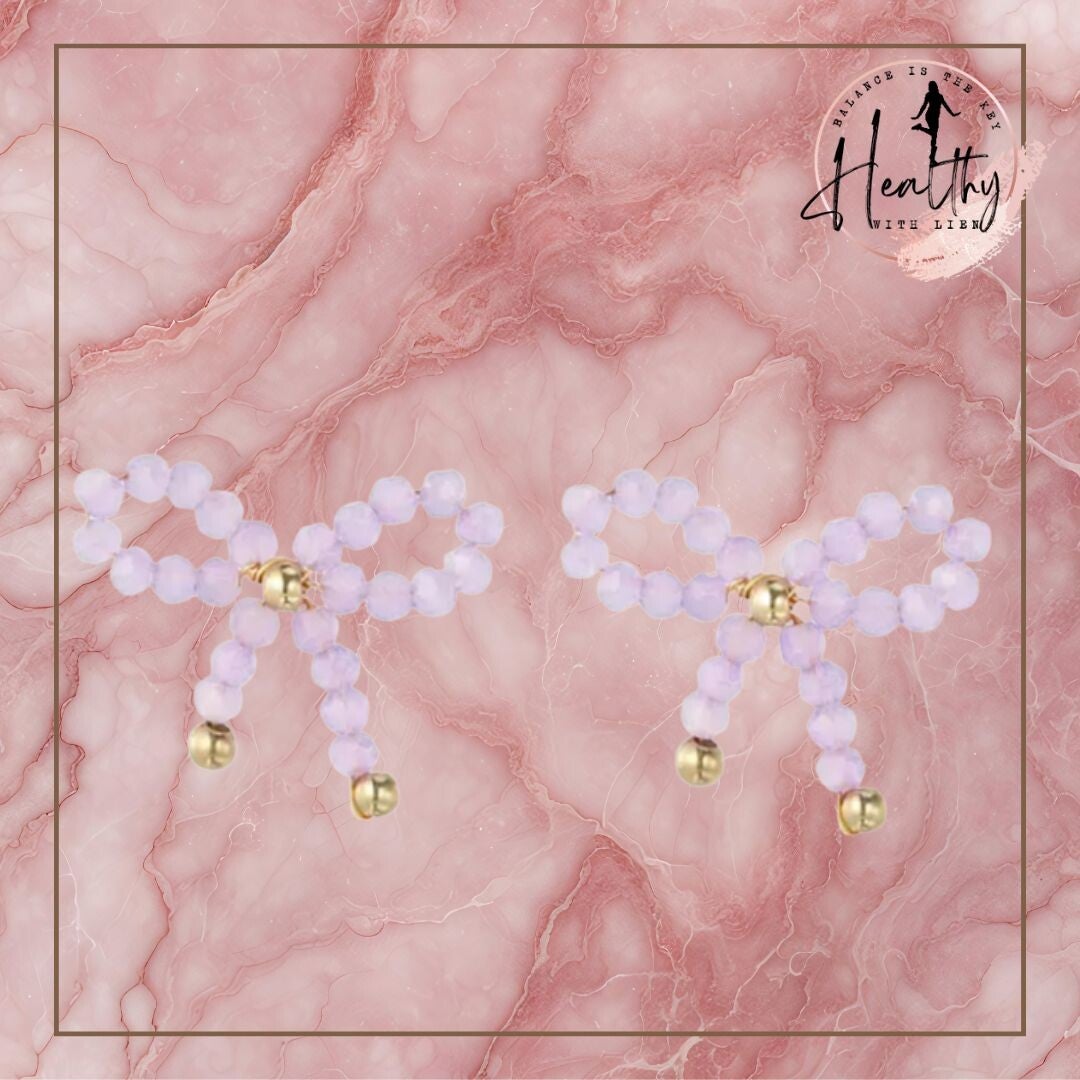 Lila strikjes oorbel