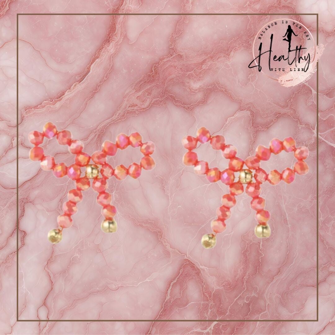 zalm strikjes oorbel