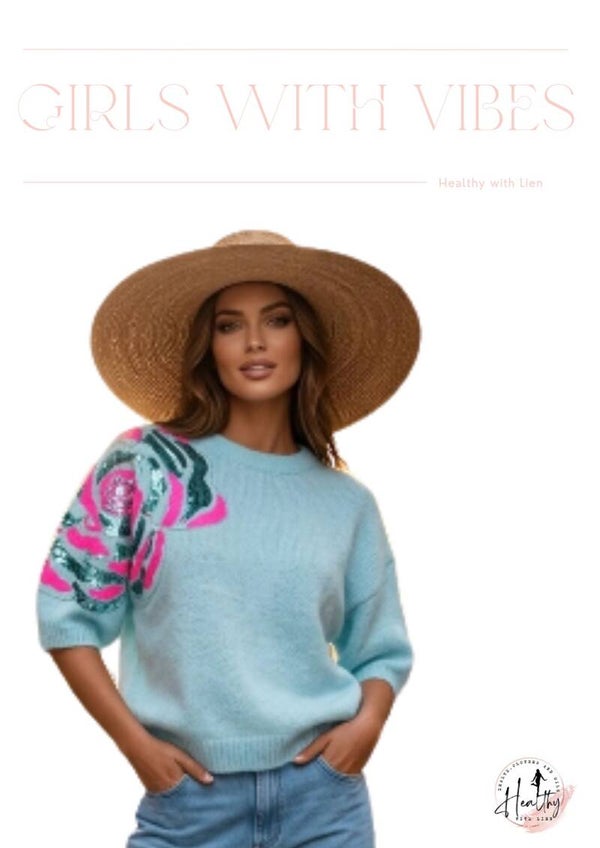 Camille alpaca knit blauw