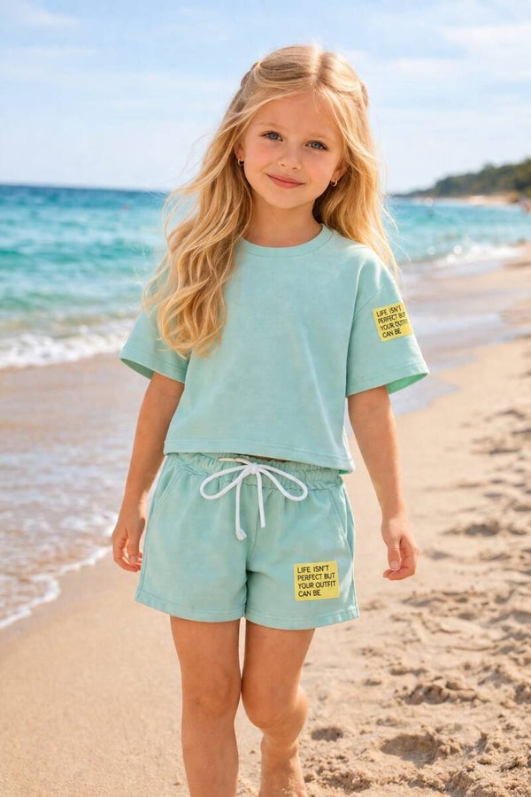 Girls setje mint/aqua 12 JAAR