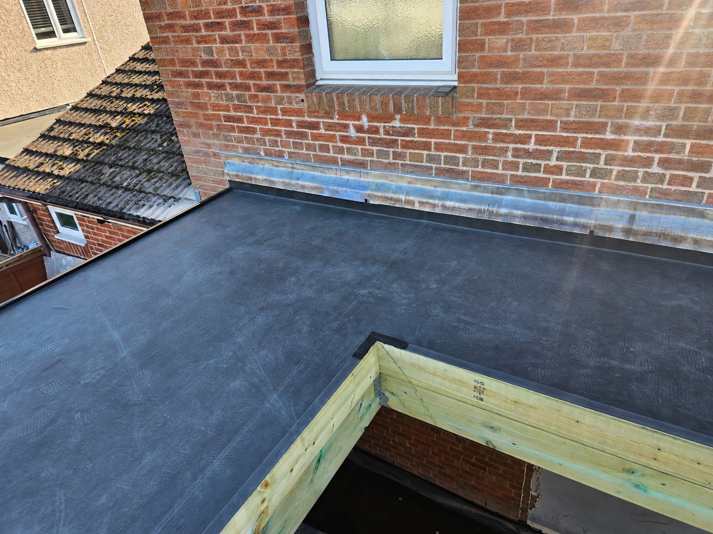 EPDM rubber flat roof installed by CJB Roofing in Salisbury