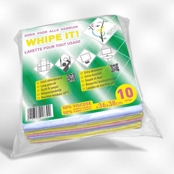 Koala Vaatdoek Gekleurd Cellulose ±36x38cm 10st