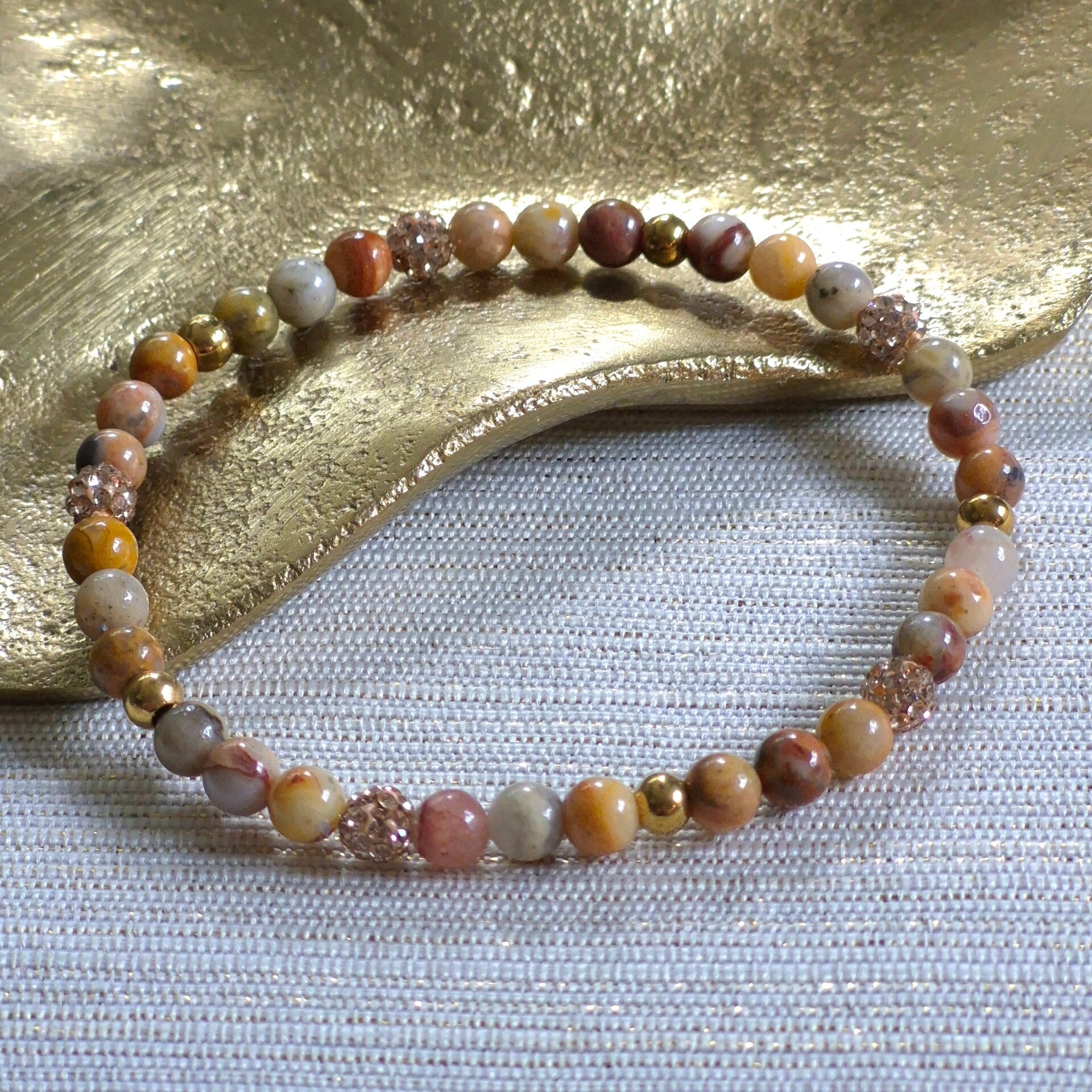 Crazy agaat armband met sparkling beads