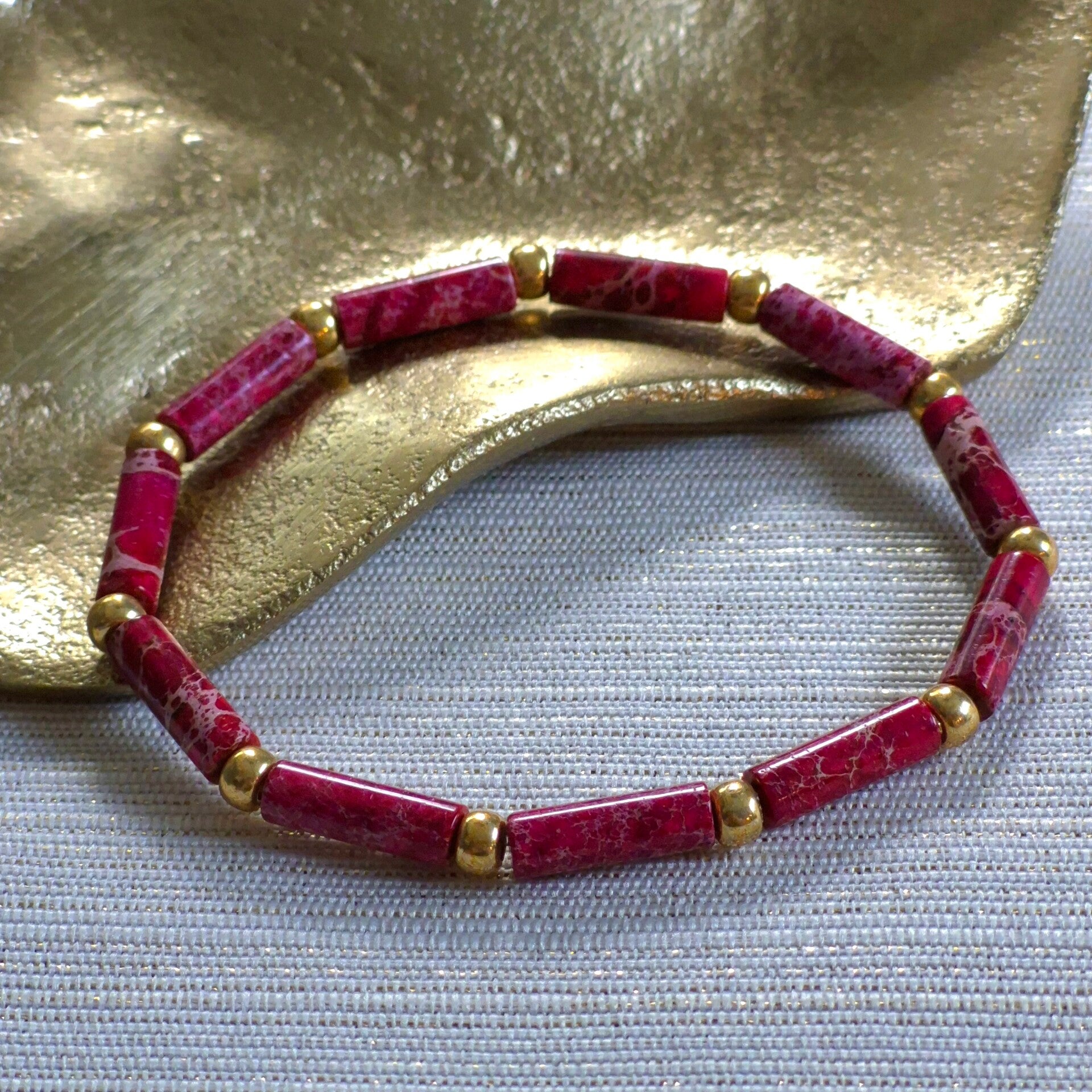 Imperial Jasper armband met tube kralen