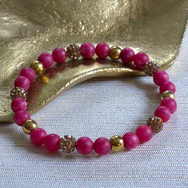 Frosted Kwarts armband met Sparkling Beads