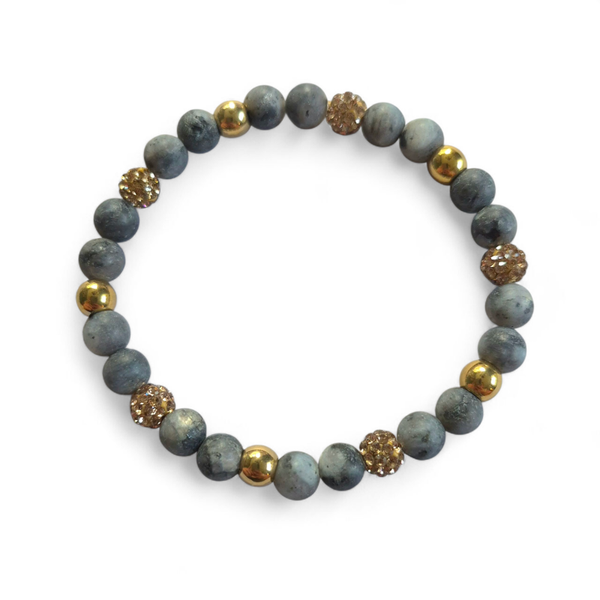 Frosted Labradoriet armband met sparkling beads