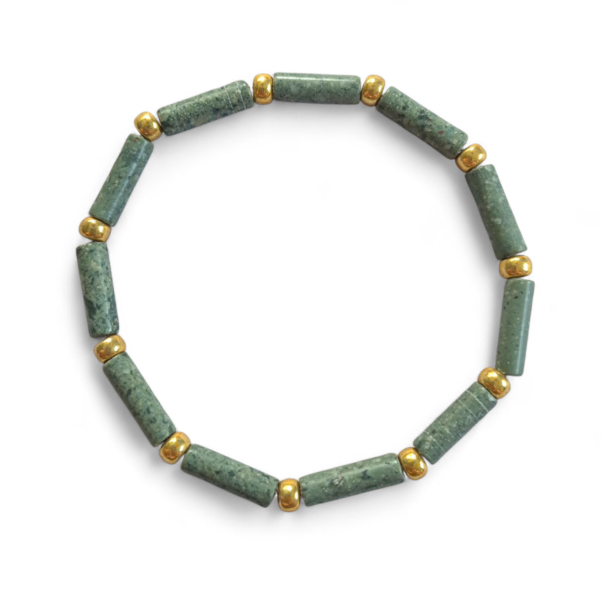 Serpentijn armband met tube kralen