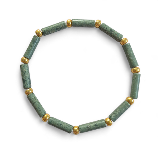 Serpentijn armband met tube kralen