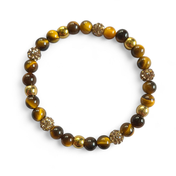 Tijgeroog armband met sparkling beads