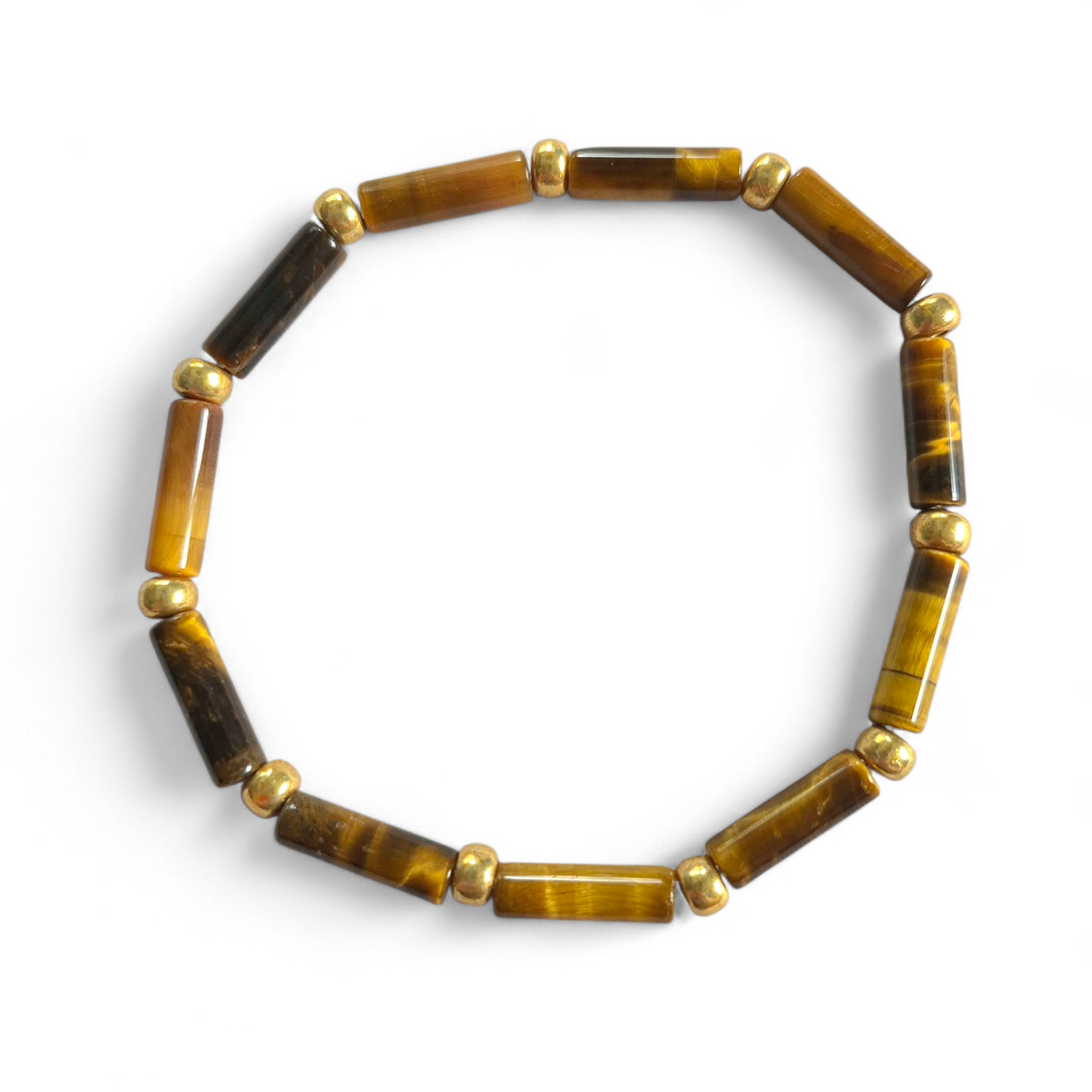 Tijgeroog armband met tube kralen