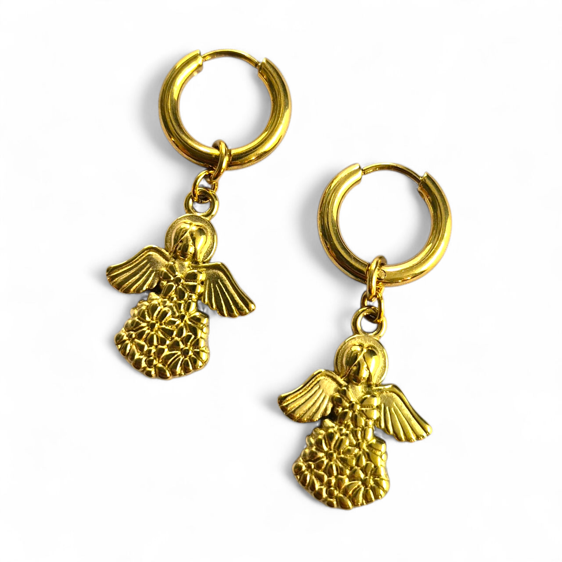 Creolen met RVS engel