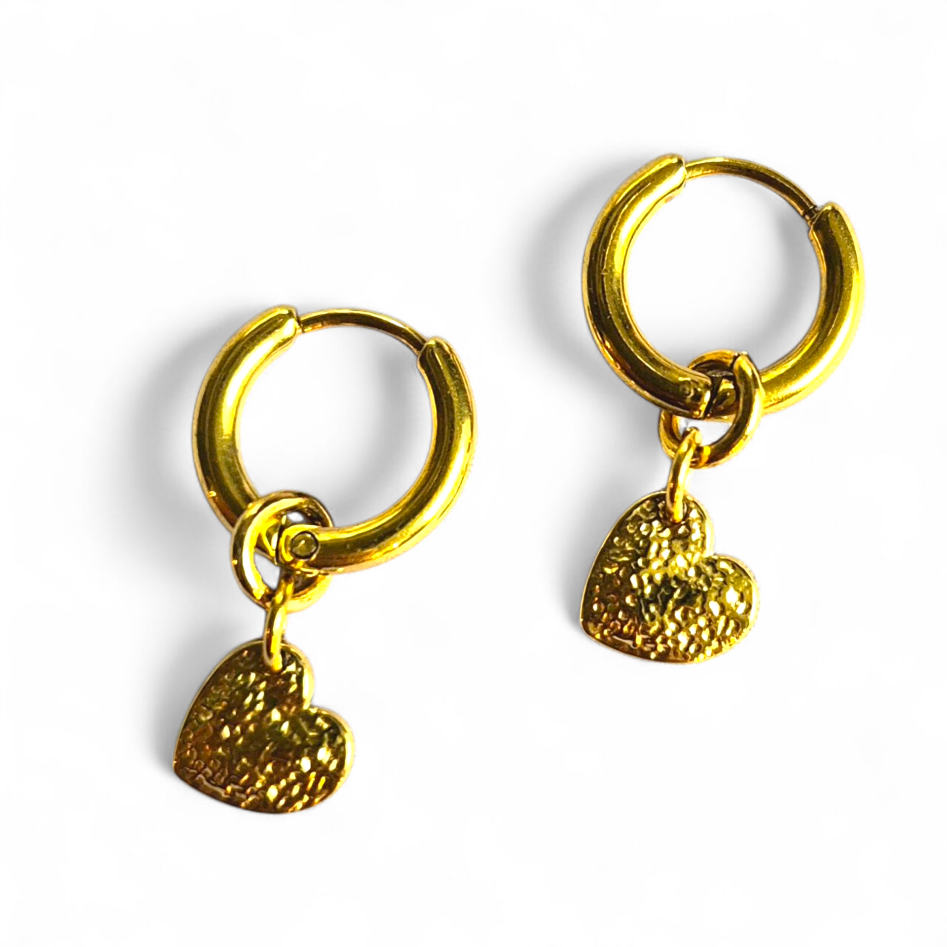 Creolen met bewerkt RVS hartje