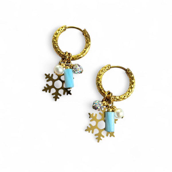 Creolen met RVS ijsster en parel