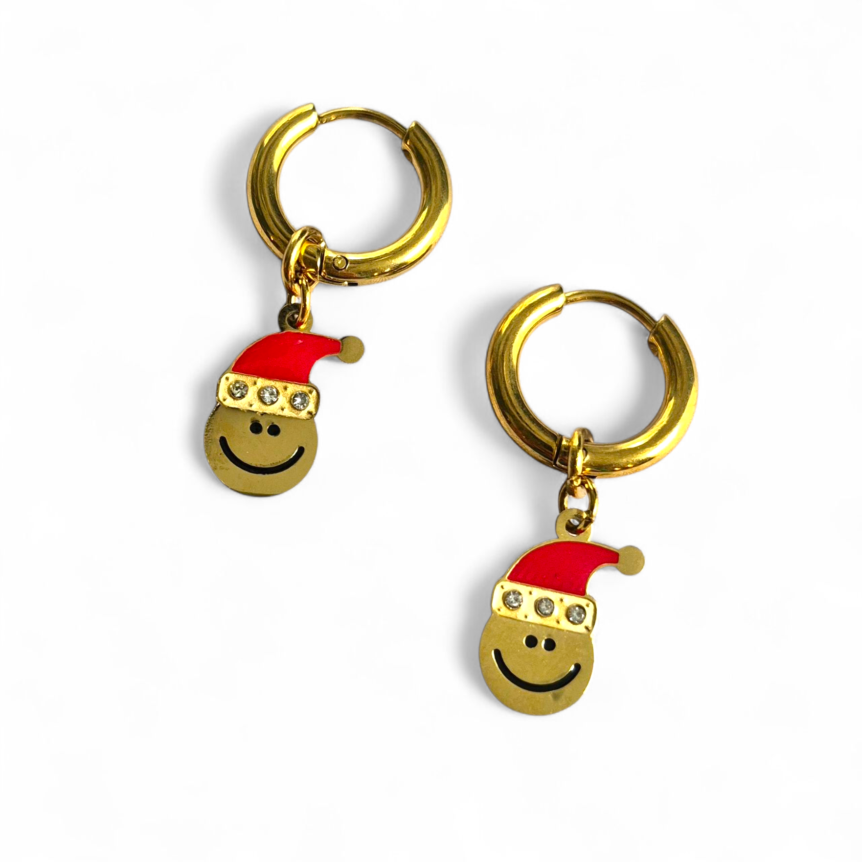 Creolen met RVS kerstsmiley