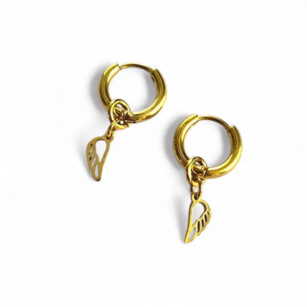 Creolen met klein RVS engelvleugeltje