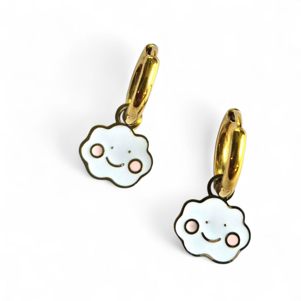 Kindercreolen met emaille wolkje