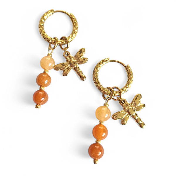 Creolen met Carneool en libelle